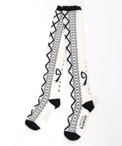 Lace-Up Pattern Over-knee Socks (Pre-order)