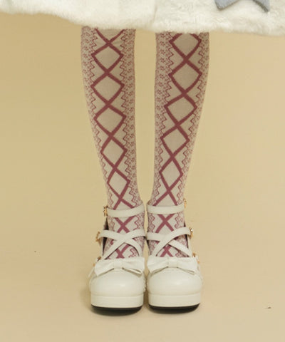 Lace-Up Pattern Over-knee Socks (Pre-order)