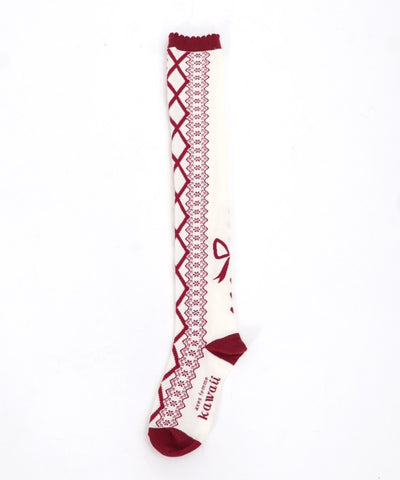 Lace-Up Pattern Over-knee Socks