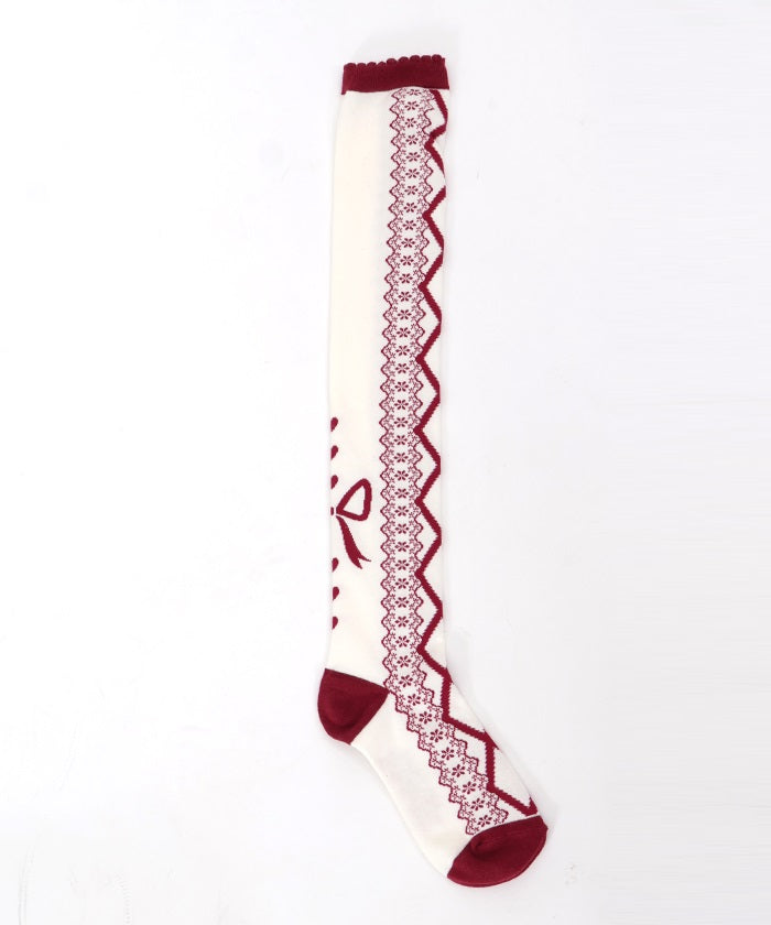 Lace-Up Pattern Over-knee Socks (Pre-order)