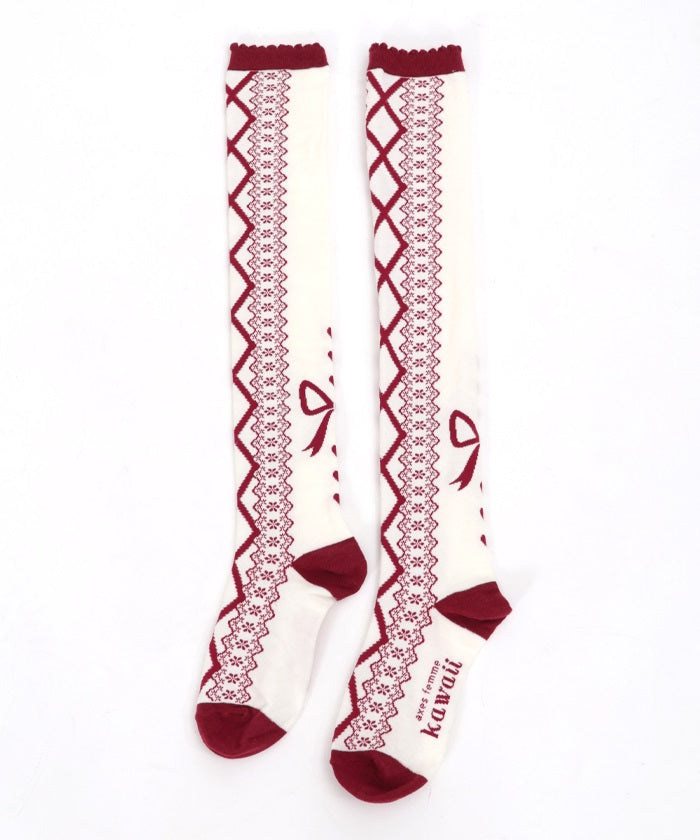 Lace-Up Pattern Over-knee Socks (Pre-order)