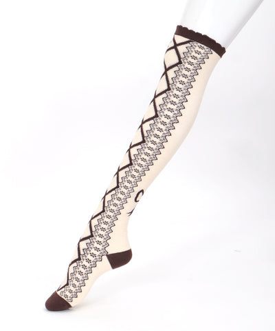 Lace-Up Pattern Over-knee Socks (Pre-order)