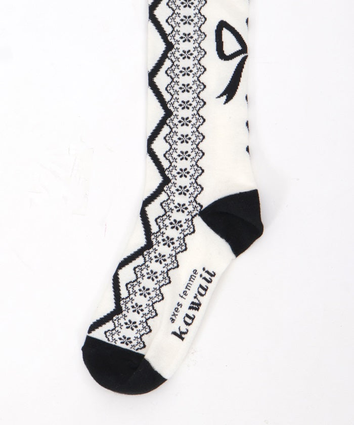 Lace-Up Pattern Over-knee Socks (Pre-order)