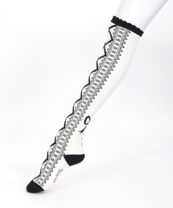 Lace-Up Pattern Over-knee Socks (Pre-order)