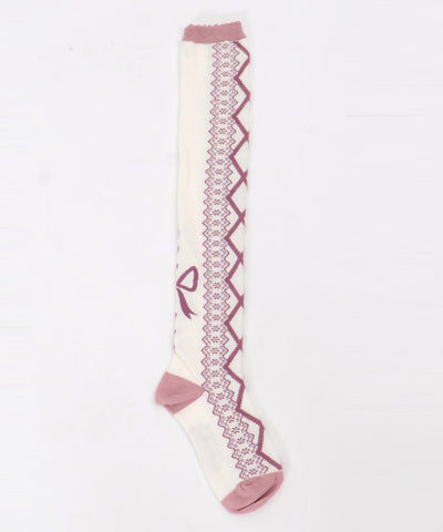 Lace-Up Pattern Over-knee Socks (Pre-order)