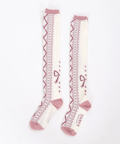 Lace-Up Pattern Over-knee Socks (Pre-order)