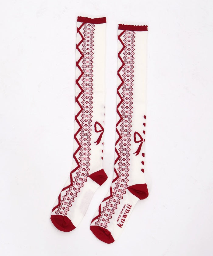 Lace-Up Pattern Over-knee Socks