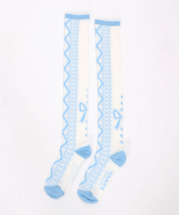 Lace-Up Pattern Over-knee Socks