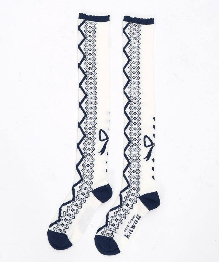 Lace-Up Pattern Over-knee Socks