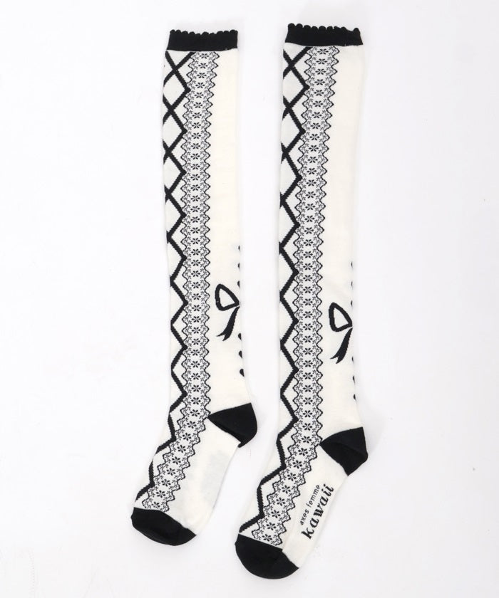 Lace-Up Pattern Over-knee Socks