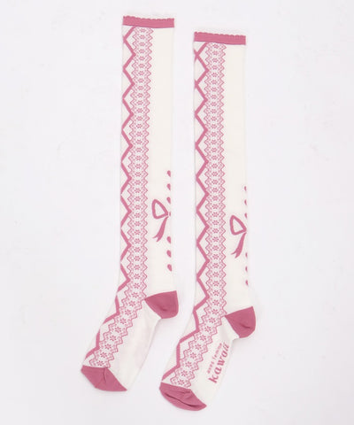 Lace-Up Pattern Over-knee Socks