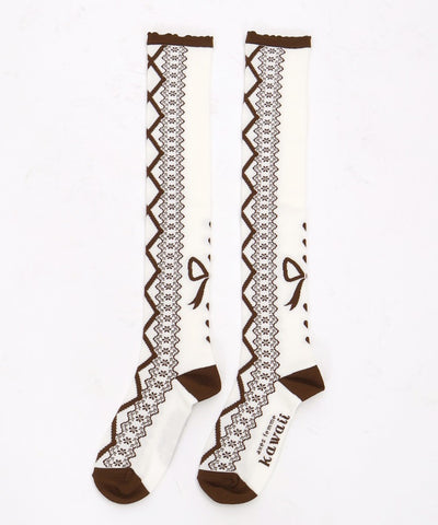 Lace-Up Pattern Over-knee Socks