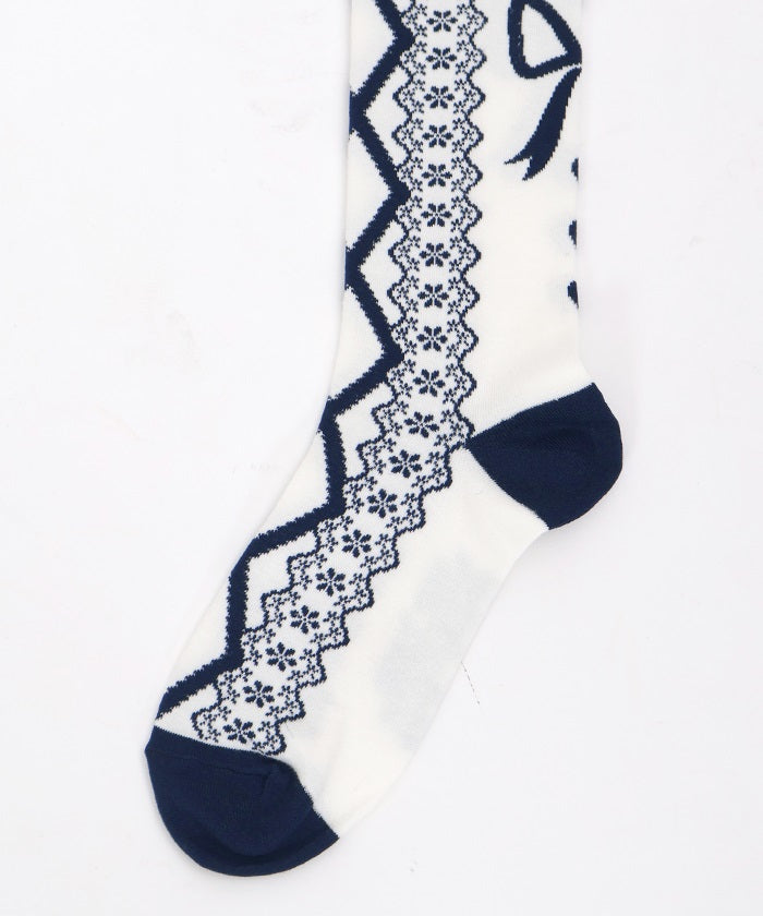 Lace-Up Pattern Over-knee Socks