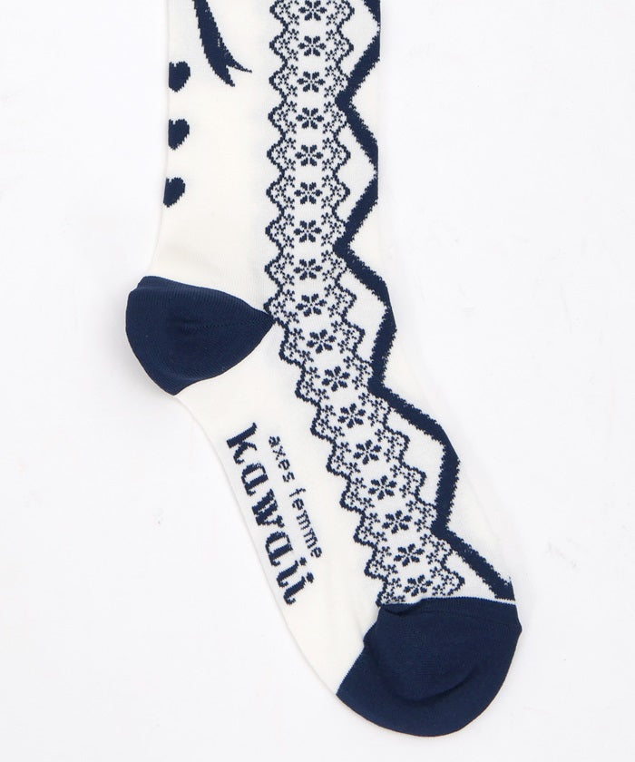 Lace-Up Pattern Over-knee Socks