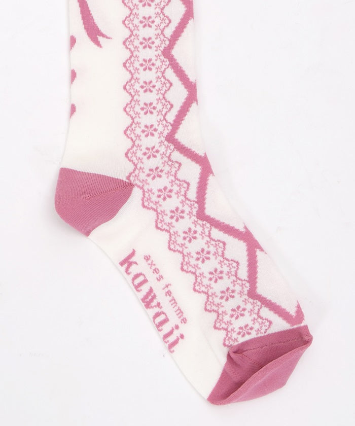 Lace-Up Pattern Over-knee Socks