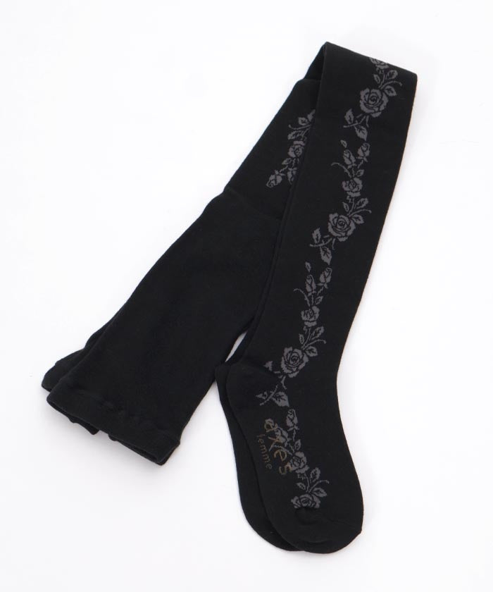 Side Rose Line Pattern Tights