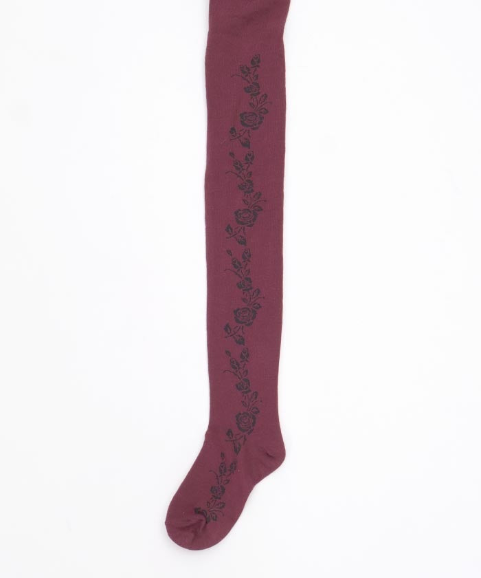 Side Rose Line Pattern Tights