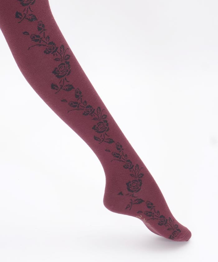 Side Rose Line Pattern Tights