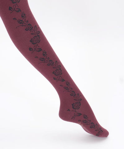 Side Rose Line Pattern Tights