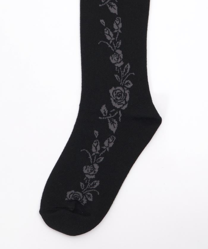 Side Rose Line Pattern Tights