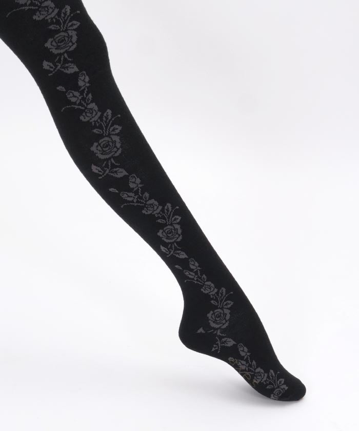 Side Rose Line Pattern Tights