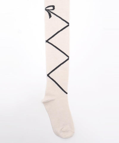 Lace-Up Ribbon Pattern Tights