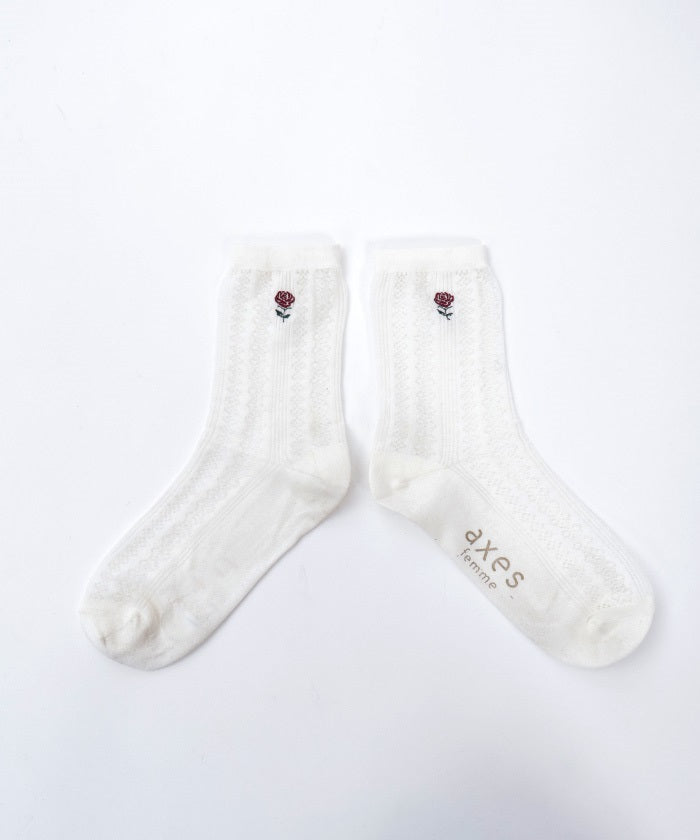 Rose Embroidery Openwork Socks (Pre-order)