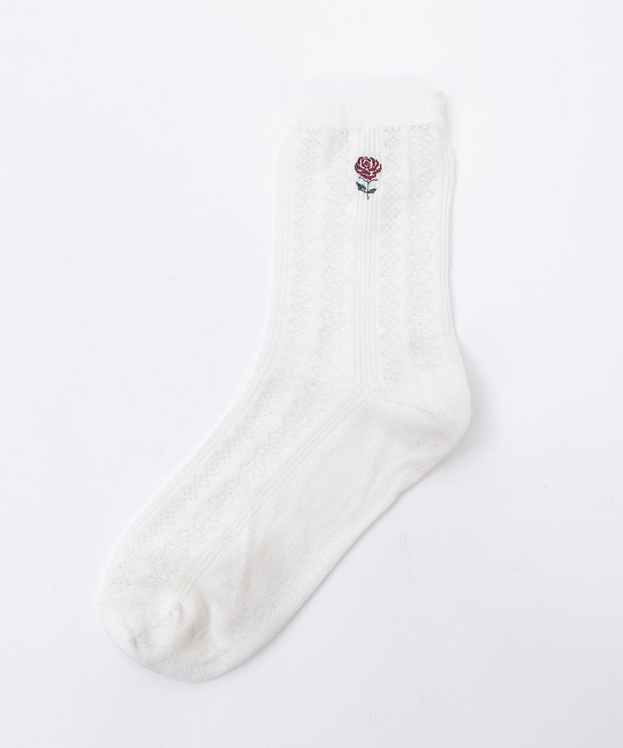 Rose Embroidery Openwork Socks (Pre-order)