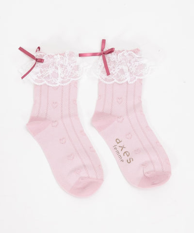 Heart Pattern Lace Socks