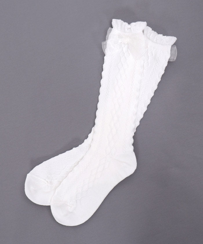 Sheer Ribbon Lamé High Socks