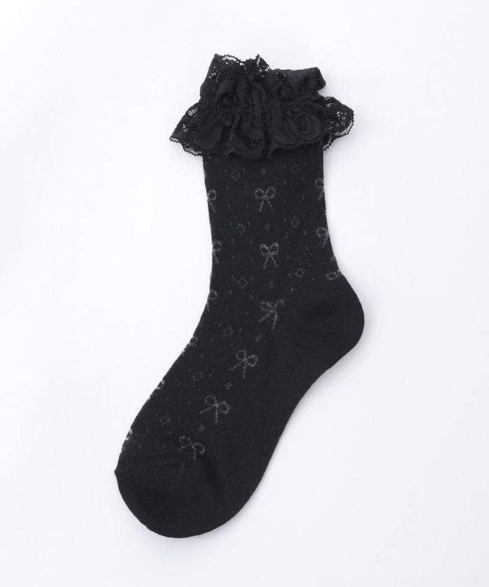 Ribbon Openwork Pattern Crew Socks