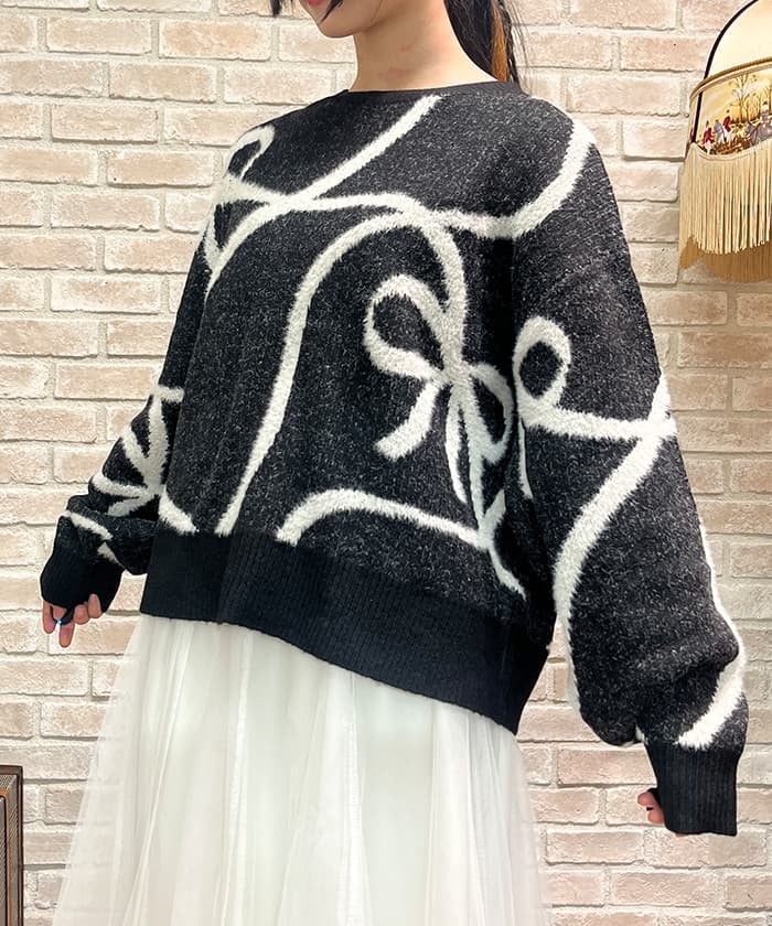 Feather Chenille Ribbon Pullover