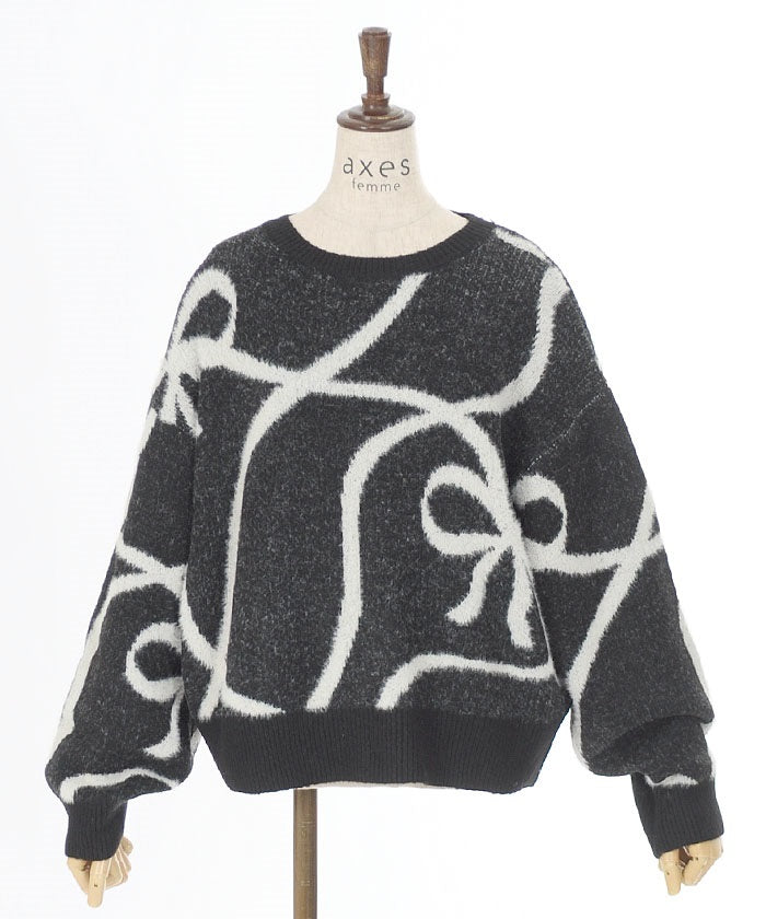 Feather Chenille Ribbon Pullover