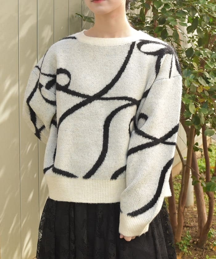 Feather Chenille Ribbon Pullover