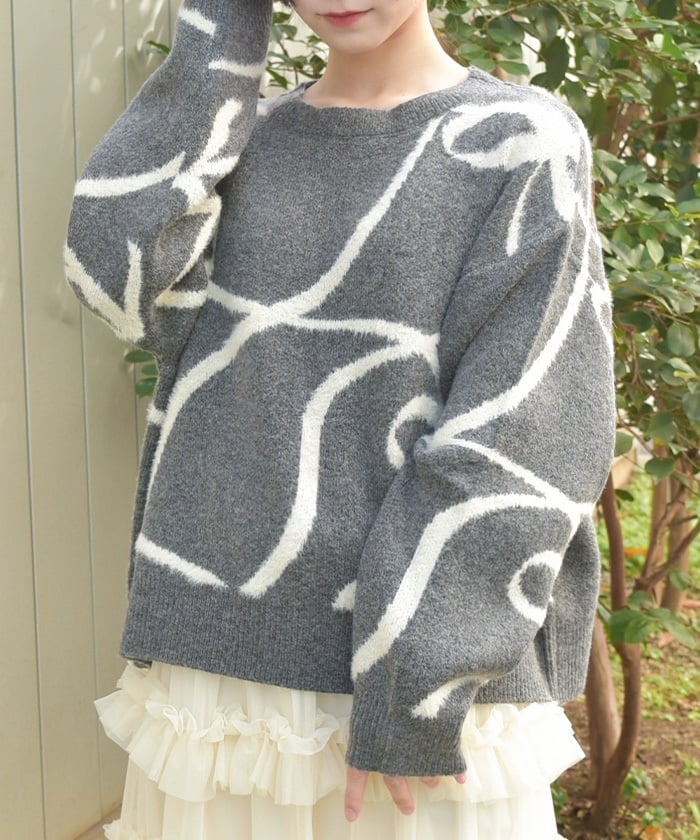 Feather Chenille Ribbon Pullover