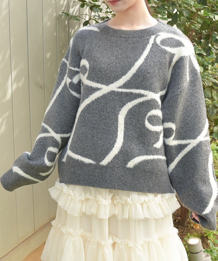 Feather Chenille Ribbon Pullover