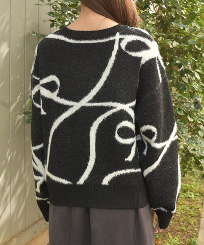 Feather Chenille Ribbon Pullover