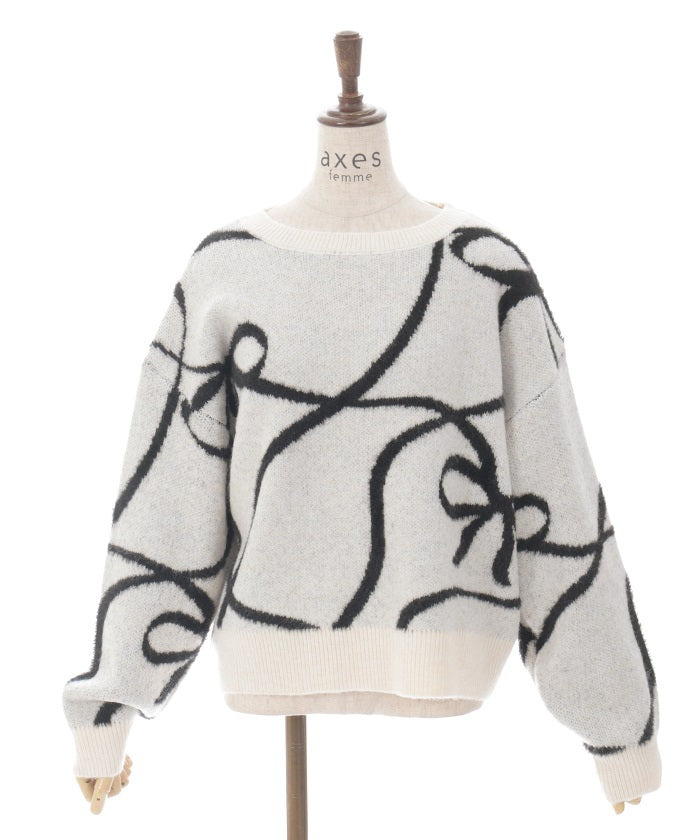 Feather Chenille Ribbon Pullover