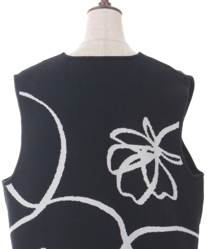 Flower Jacquard Pattern Knit Vest