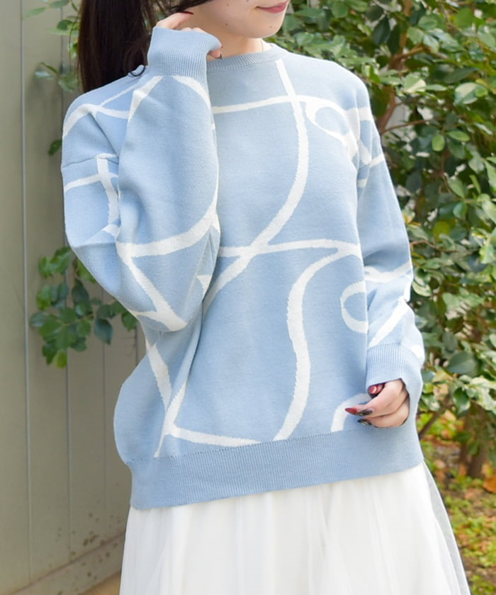 Ribbon Pattern Knit Pullover