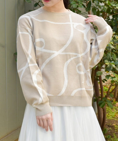 Ribbon Pattern Knit Pullover