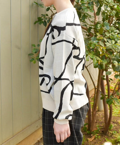 Ribbon Pattern Knit Pullover