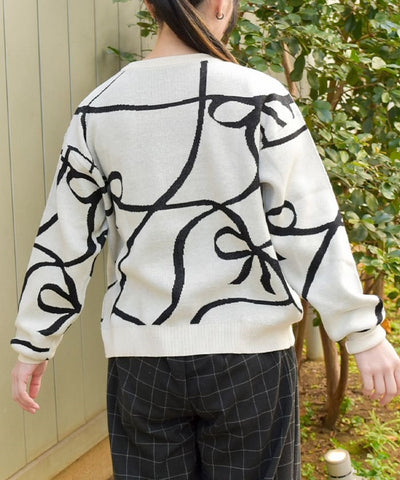 Ribbon Pattern Knit Pullover