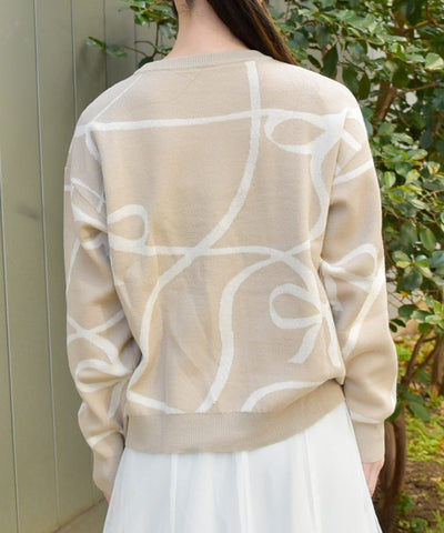 Ribbon Pattern Knit Pullover