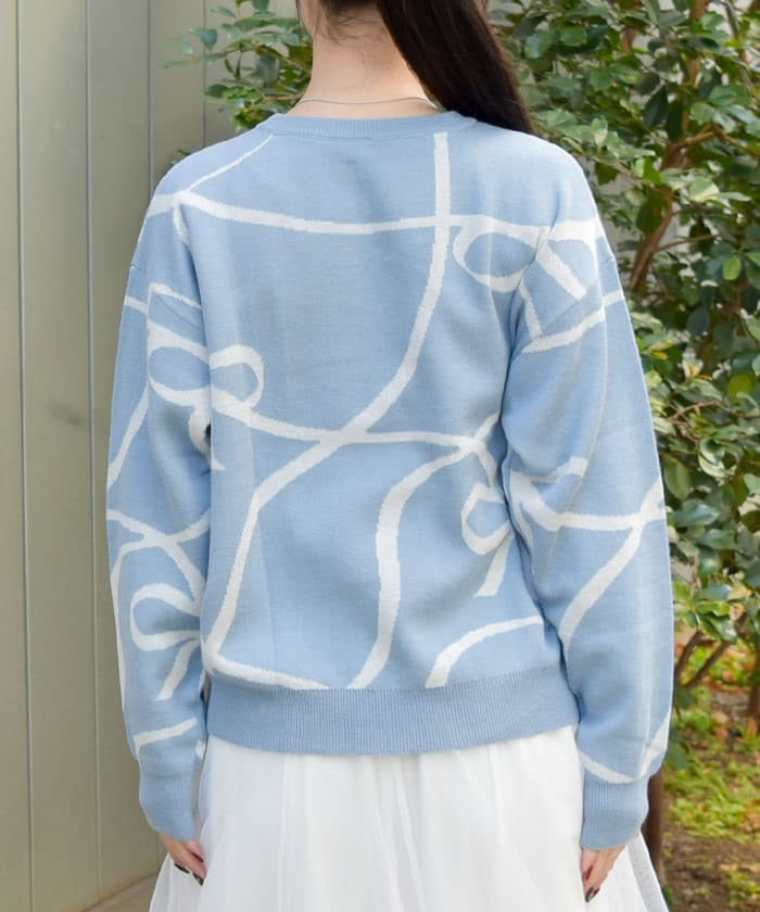 Ribbon Pattern Knit Pullover