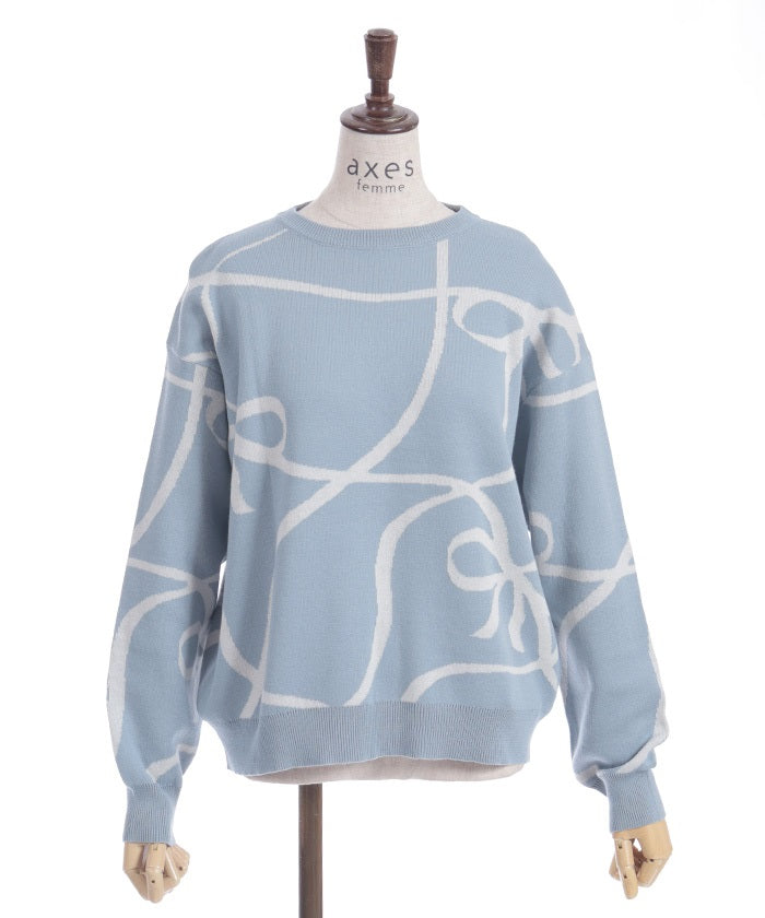 Ribbon Pattern Knit Pullover