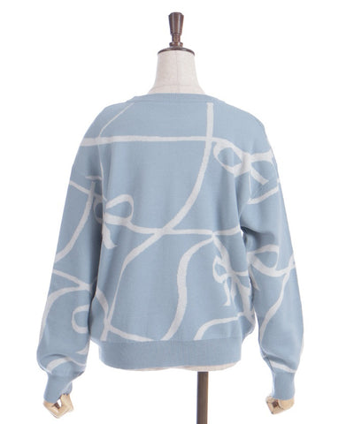 Ribbon Pattern Knit Pullover