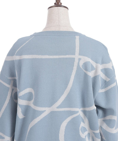 Ribbon Pattern Knit Pullover