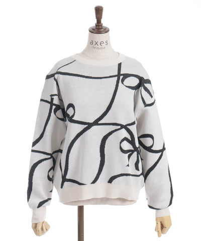 Ribbon Pattern Knit Pullover