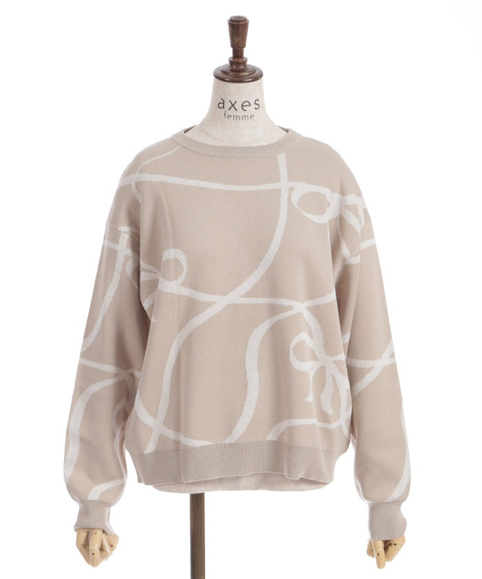 Ribbon Pattern Knit Pullover